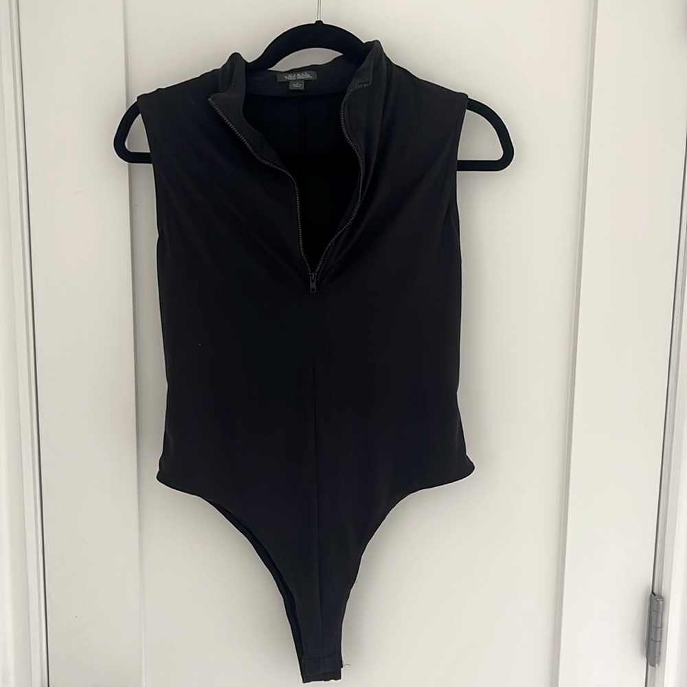 Wild fable sleeveless quarter zip bodysuit.